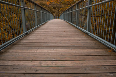 Empty footbridge along footpath