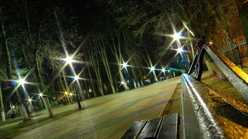 Illuminated street light at night