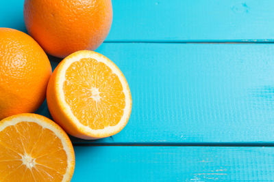 High angle view of oranges