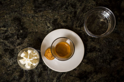 High angle view of coffee on table