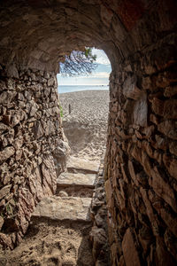 Stone wall by sea