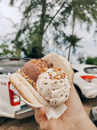 Close-up of the sweetest gulity pleasure - ice cream sandwich, malaysian style.