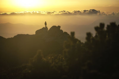 Golden hour hiking in slovenian dinaric alps