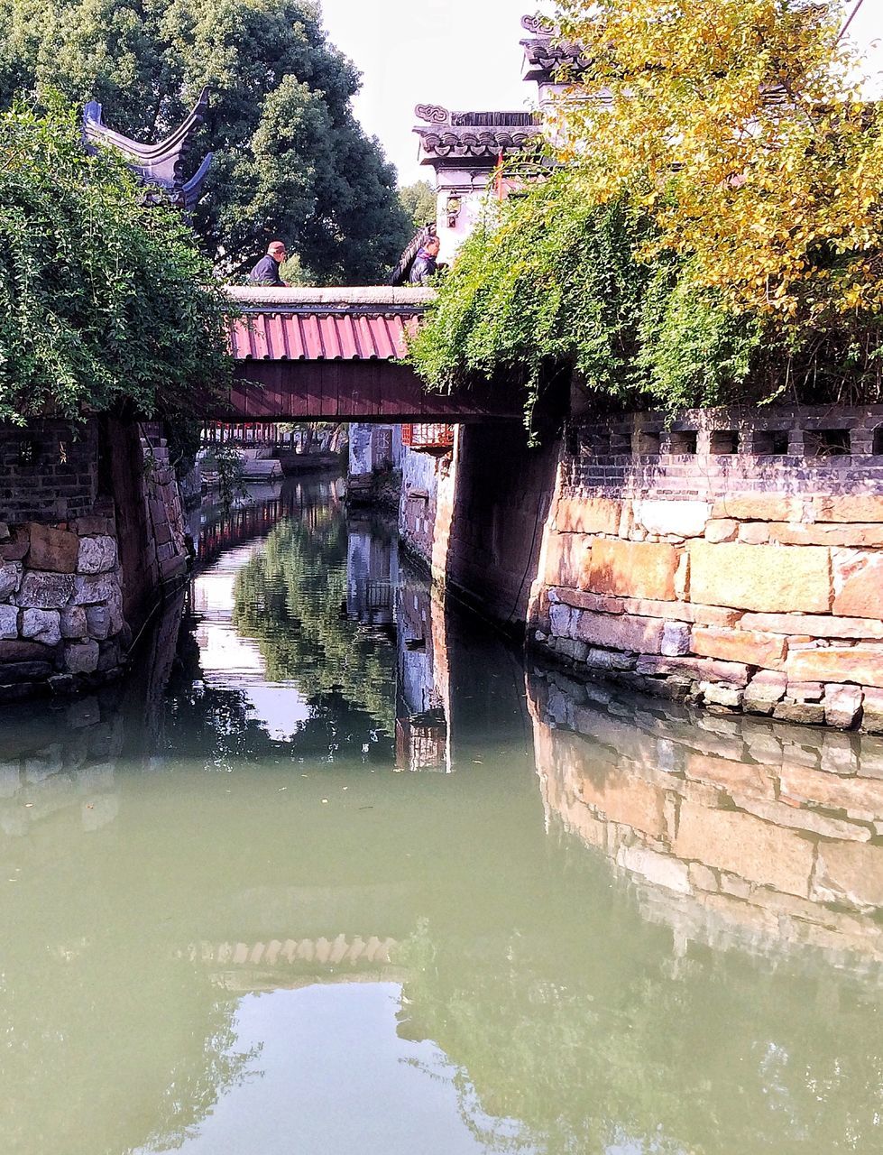 built structure, architecture, bridge - man made structure, tree, connection, water, river, building exterior, day, no people, outdoors, waterfront, footbridge, nature