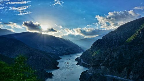 Scenic view of mountains against sky