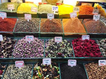 Various vegetables for sale at market stall