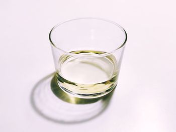 Close-up of glass of water against white background