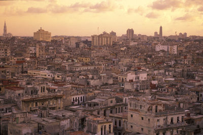 High angle view of buildings in city