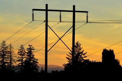 Low angle view of silhouette trees at sunset