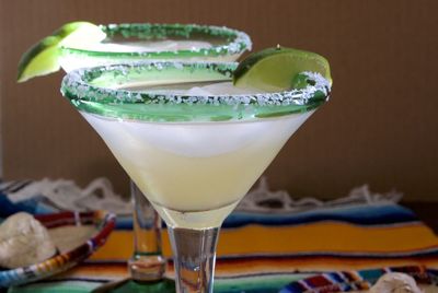Close-up of margarita drink on table