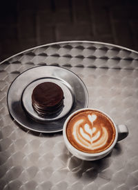 High angle view of coffee on table