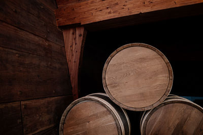 Full frame shot of wine barrels 