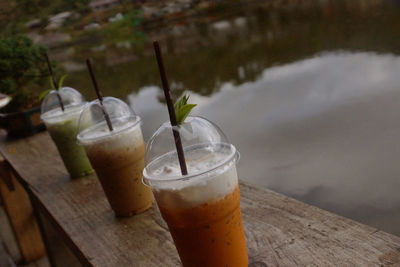 Close-up of drinks on table