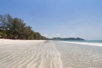 Scenic view of beach against clear sky