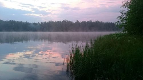 Scenic view of lake against sky