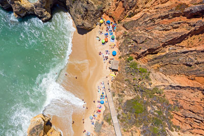 Aerial view of rocky beach