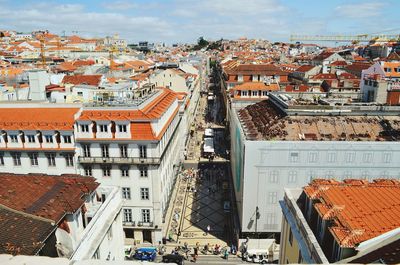 High angle view of townscape against sky