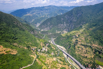 High angle view of mountain range