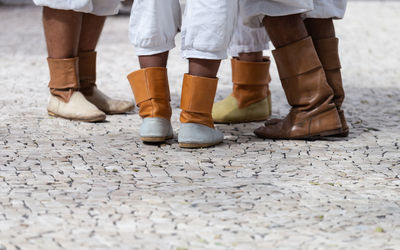 Close up of feet dancer of the traditional folklore of madeira island, bailinho da madeira.