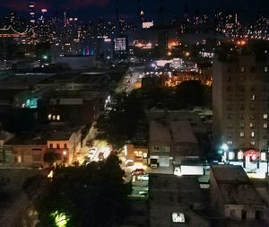 Illuminated cityscape at night