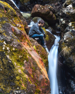 Scenic view of waterfall