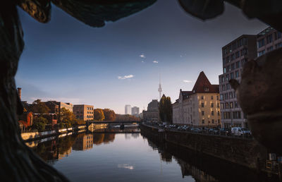 View of canal in city