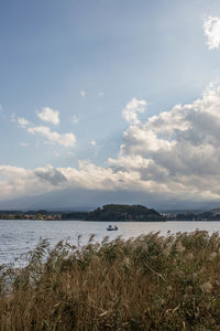 Scenic view of lake against sky
