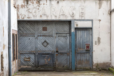 Closed door of old building
