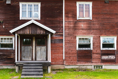 Entrance doors of old wooden building