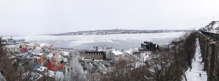 Panoramic view of city against clear sky