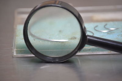 Close-up of open glass on table