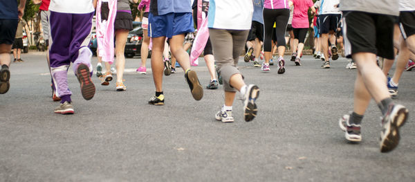 Low section of people on street