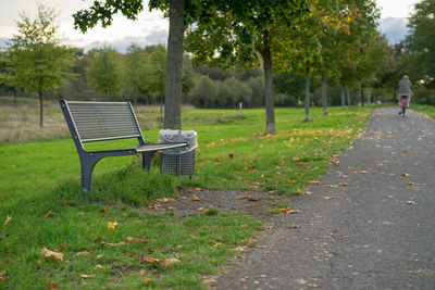 Empty bench in park