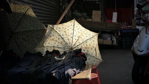 Umbrellas in corridor