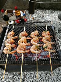 Close-up of meat on barbecue grill