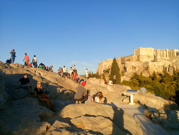 Tourists on cliff