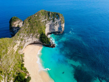 High angle view of rocks on beach