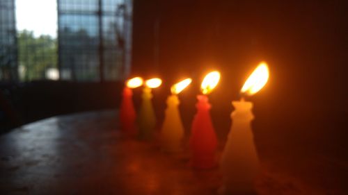 Close-up of lit candles