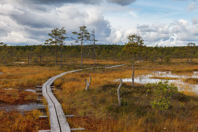 Scenic view of land against sky