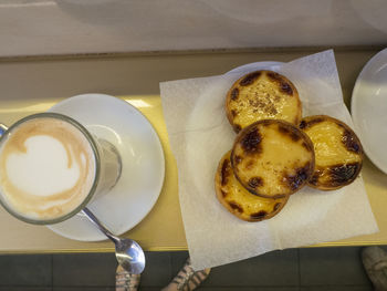 Directly above shot of breakfast on table