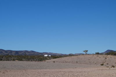 Scenic view of landscape against clear blue sky