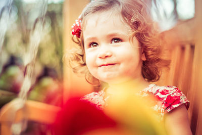 Portrait of cute girl smiling