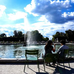 Fountain against sky