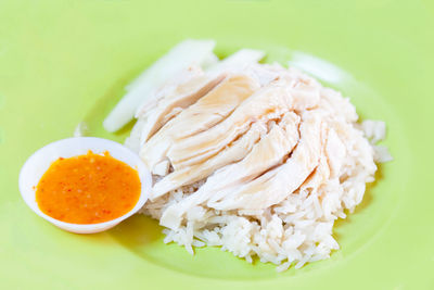 High angle view of meal served in plate