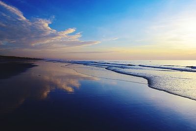 Scenic view of sea at sunset