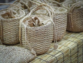 Close-up of wicker basket