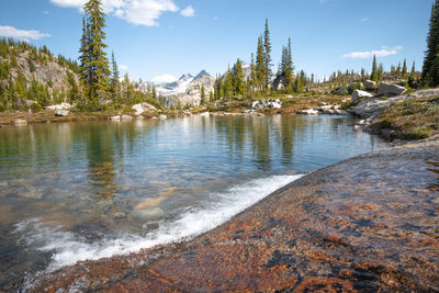 Scenic view of lake against sky