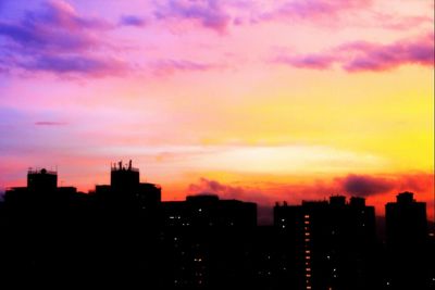 View of cityscape at sunset