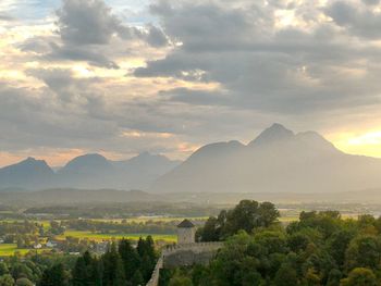 Scenic view of mountains against sky