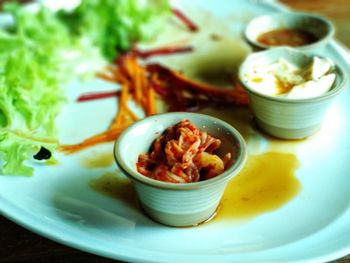 Close-up of meal served in plate